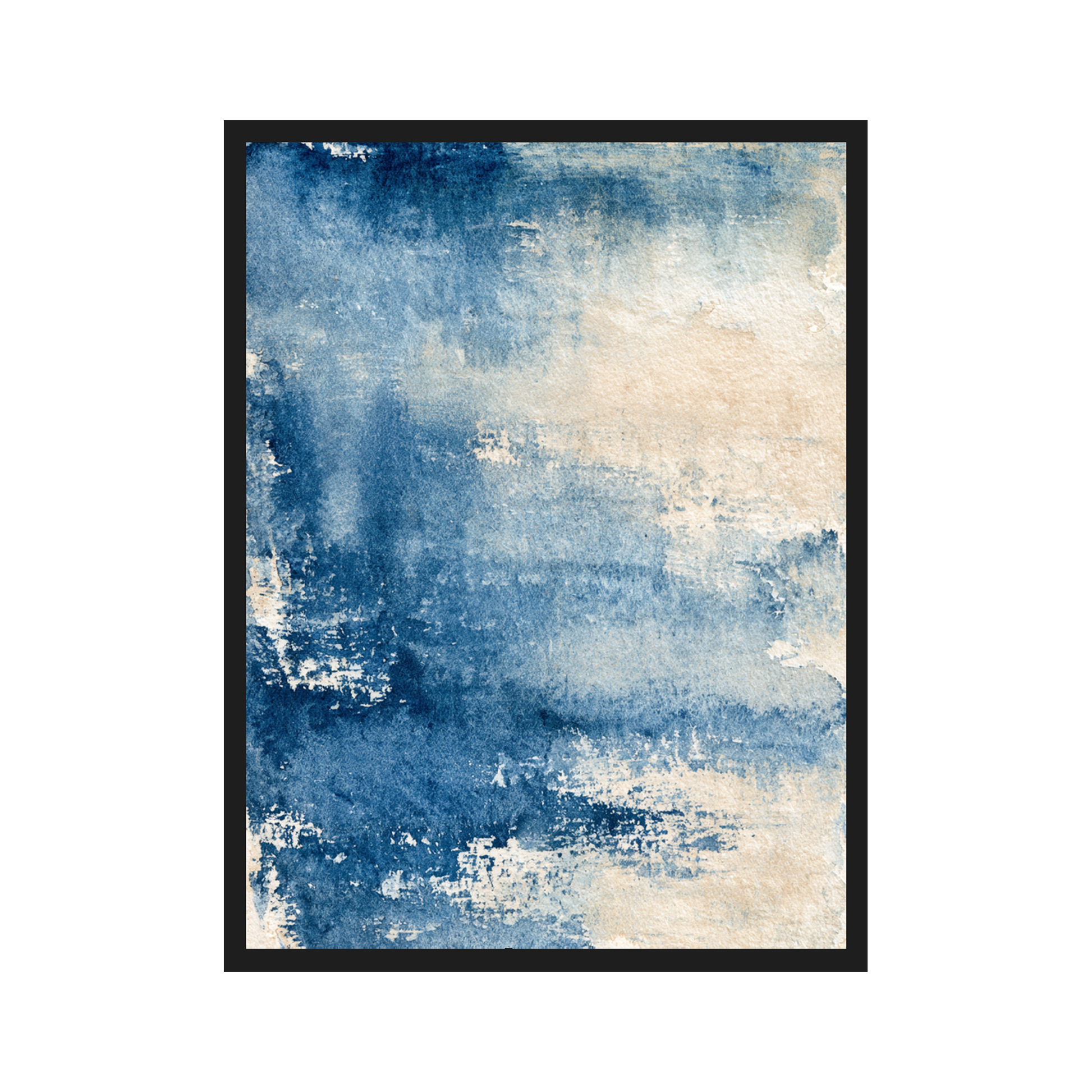 Indigo Wash I art print in a black frame
