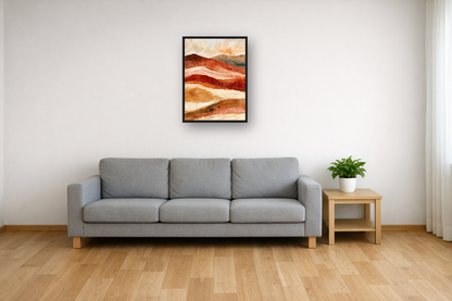 Desert Hills I framed poster in a living room