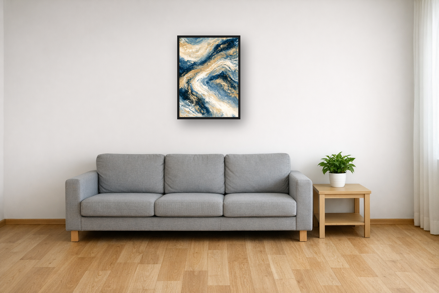 Ink Marble I framed poster in a living room – plakat na ścianę
