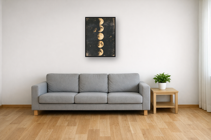 Moon Phases I framed poster in a living room