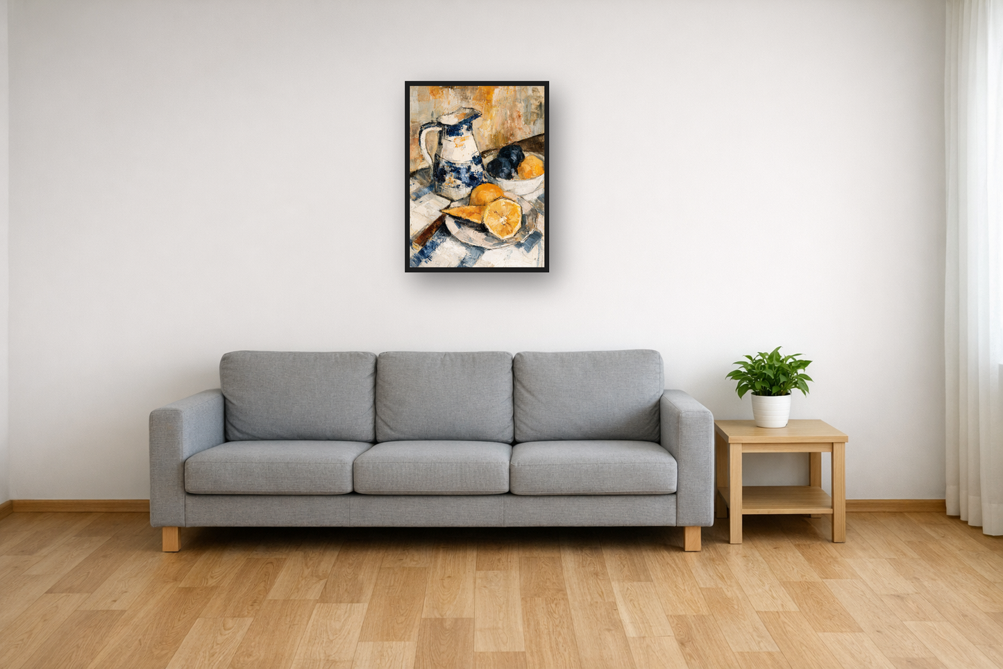 Cubist Still Life I framed poster in a living room – plakat na ścianę