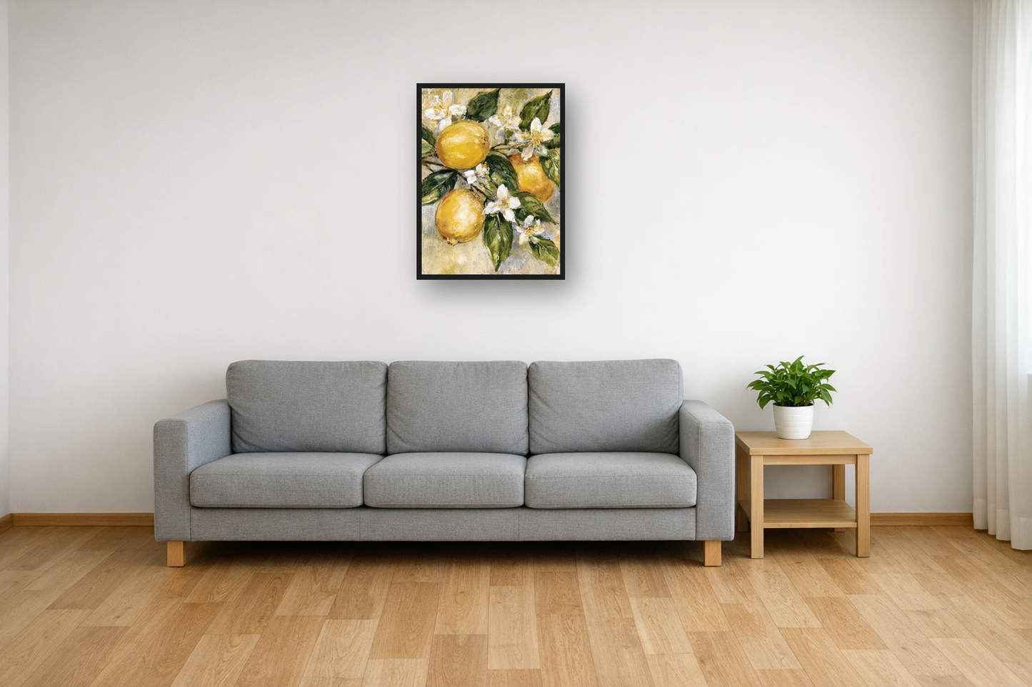 Lemon Branch I framed poster in a living room – plakat na ścianę