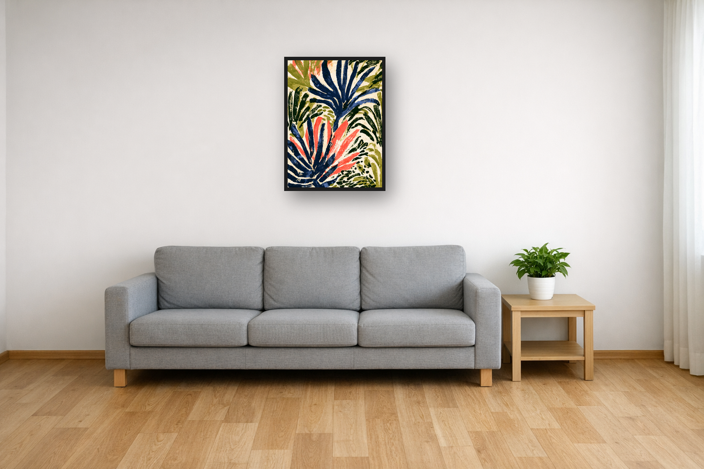 Organic Cut-Outs I framed poster in a living room – plakat na ścianę
