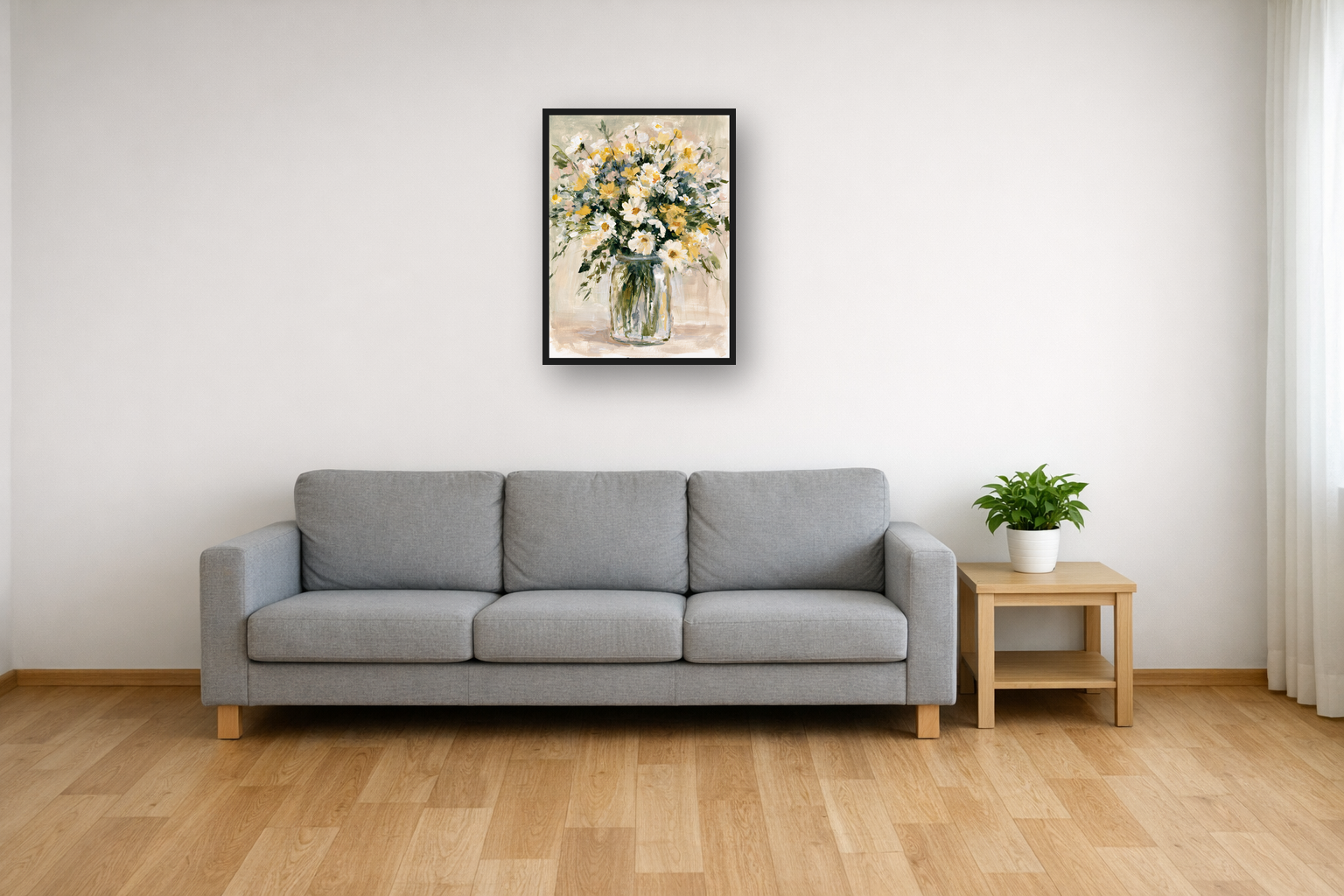 Wildflower Bouquets I framed poster in a living room