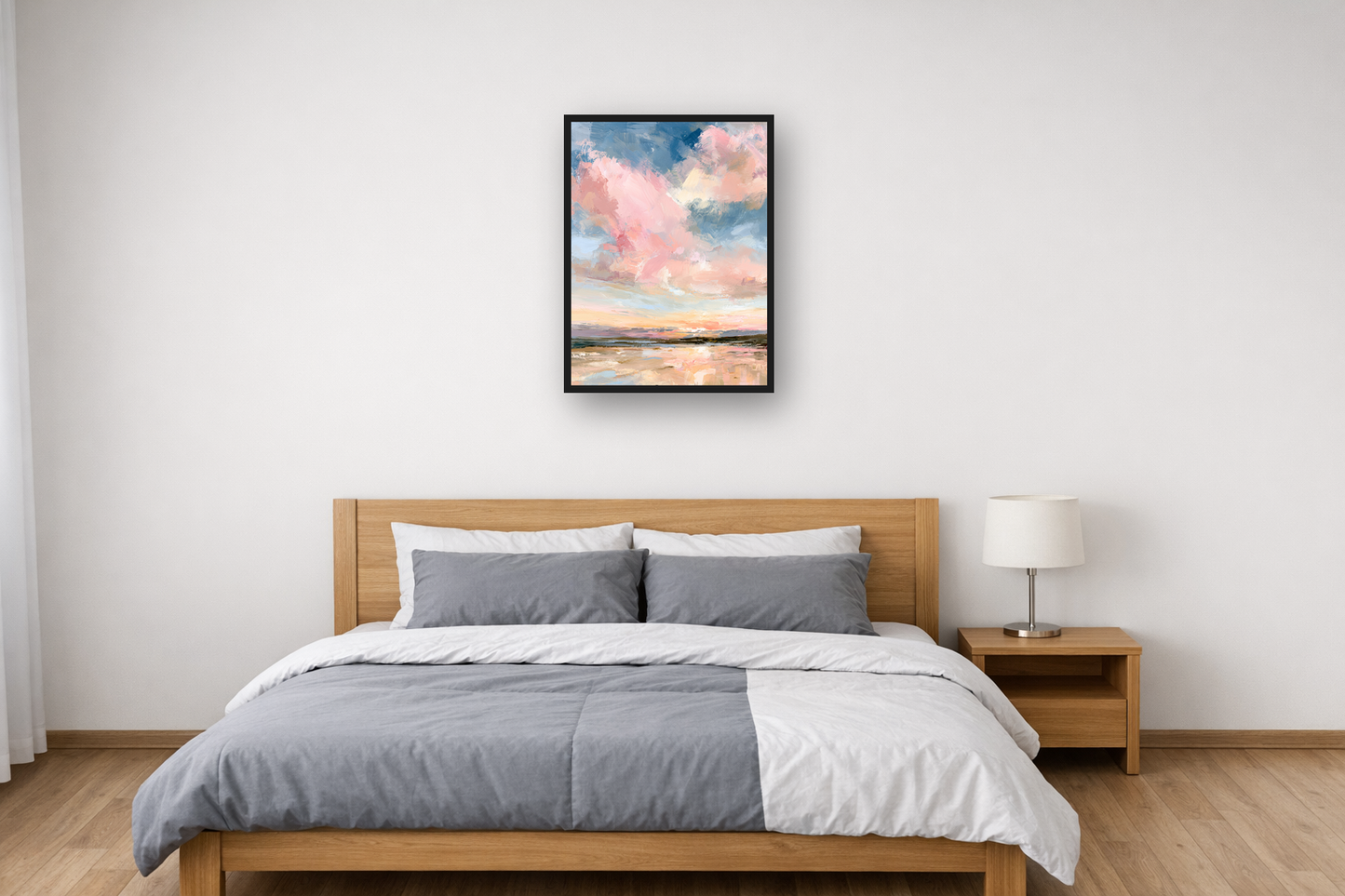 Powder Clouds I framed poster in a bedroom – plakat na ścianę