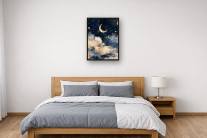 Night Sky I framed poster in a bedroom