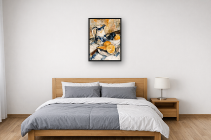 Cubist Still Life I framed poster in a bedroom