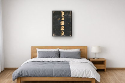 Moon Phases I framed poster in a bedroom