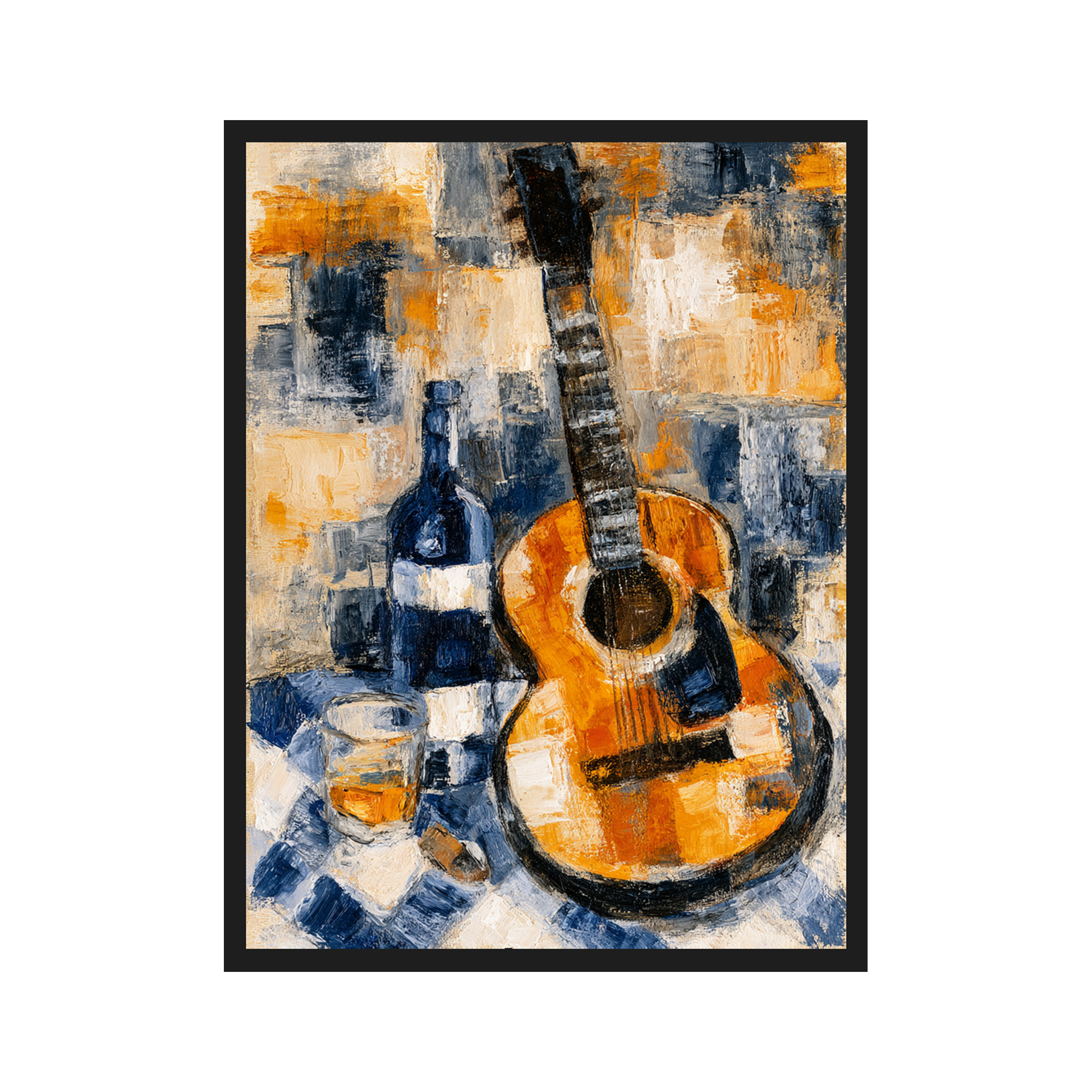 Cubist Still Life II art print in a black frame