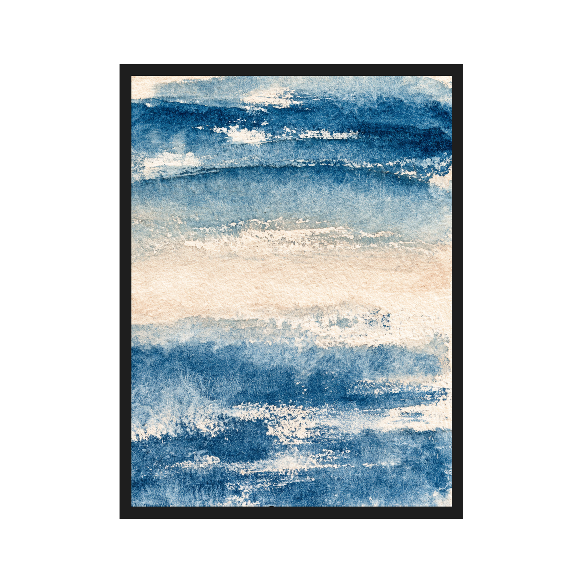 Indigo Wash II art print in a black frame