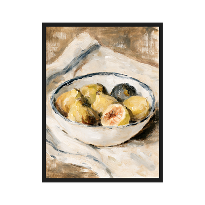 Linen Still Life II art print in a black frame