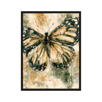 Vintage Butterflies II art print in a black frame