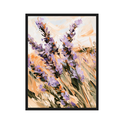 Lavender Fields II art print in a black frame