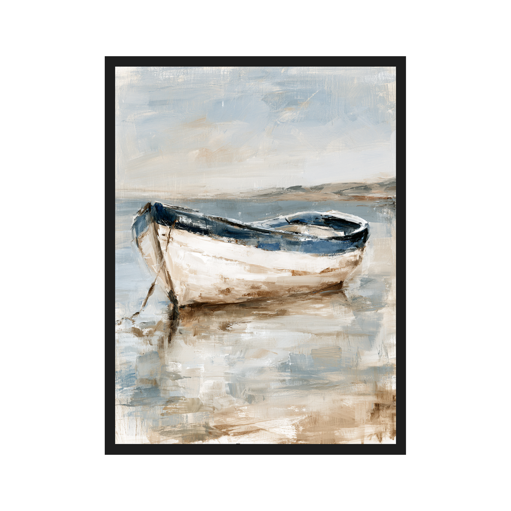 Quiet Bay II art print in a black frame