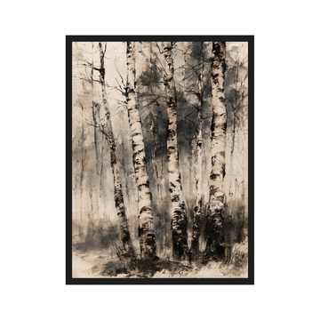 Misty Forest Ink II art print in a black frame – plakat na ścianę