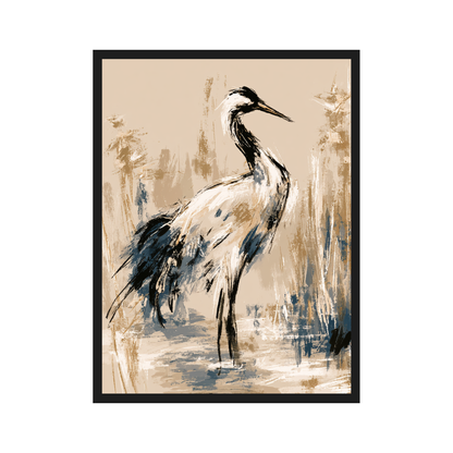 Japanese Cranes II art print in a black frame