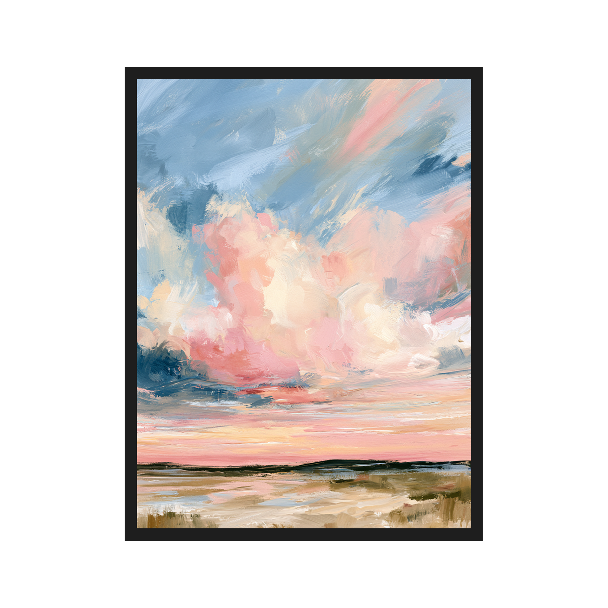 Powder Clouds II art print in a black frame