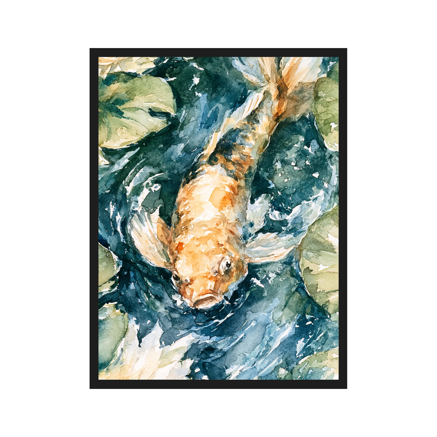 Koi Pond II art print in a black frame – plakat na ścianę