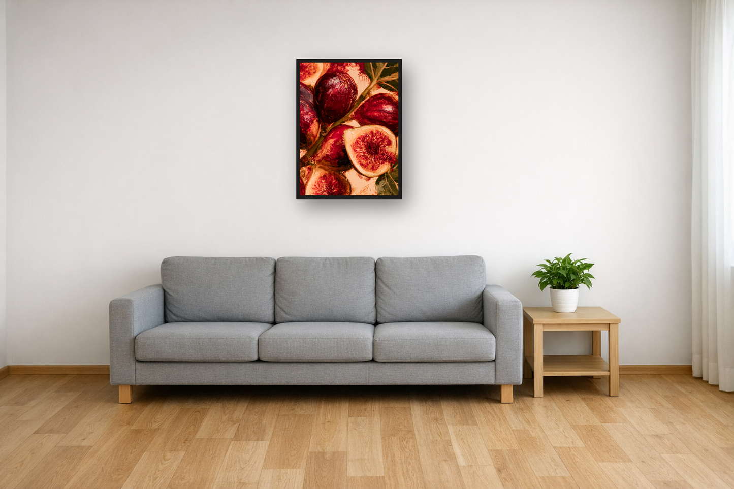 Figs and Pomegranates II framed poster in a living room – plakat na ścianę