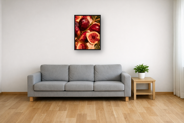 Figs and Pomegranates II framed poster in a living room – plakat na ścianę