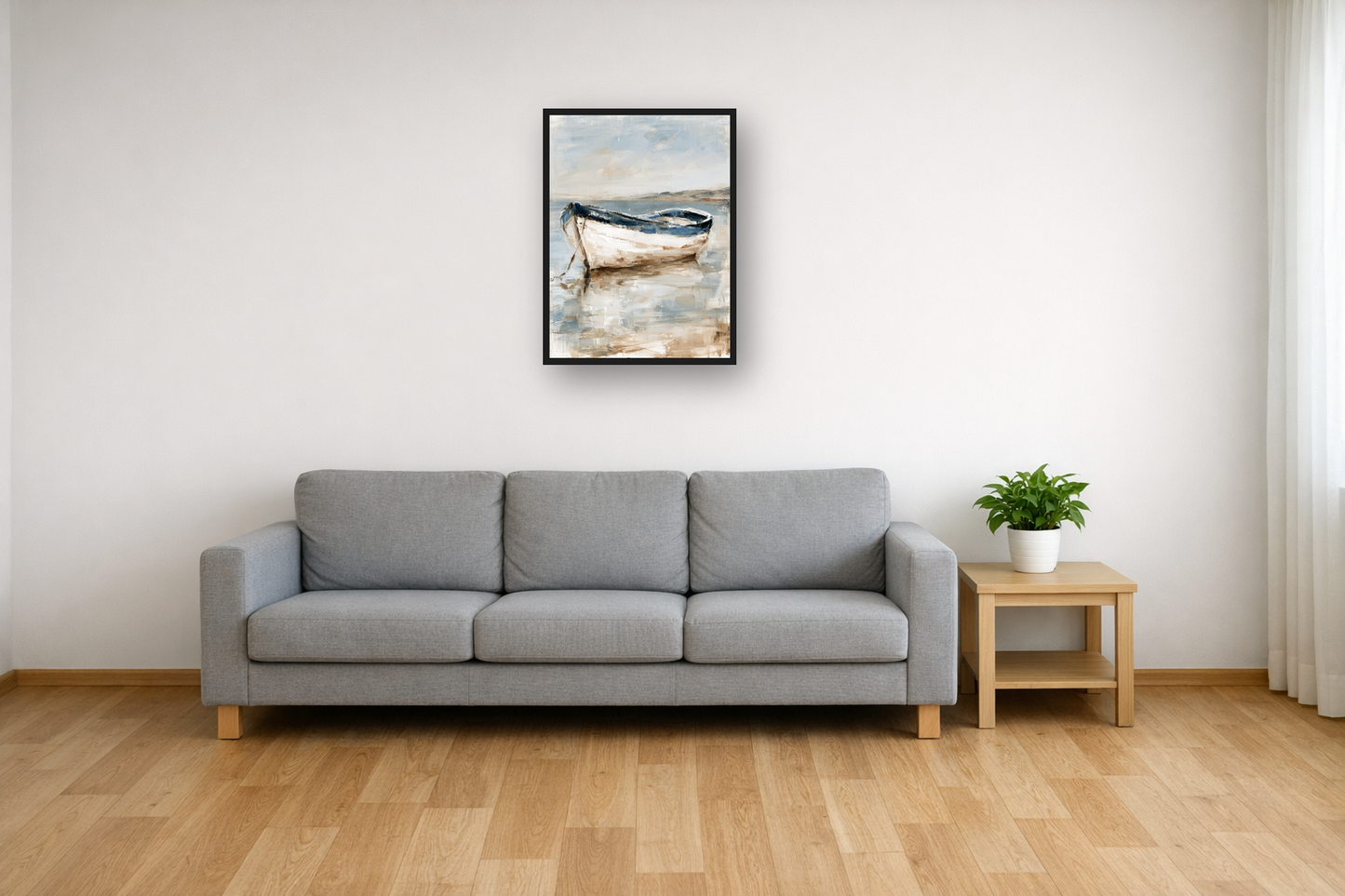Quiet Bay II framed poster in a living room – plakat na ścianę