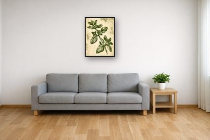 Herb Etchings II framed poster in a living room