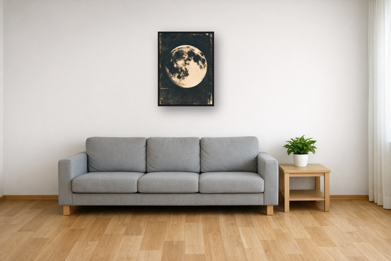 Moon Phases II framed poster in a living room