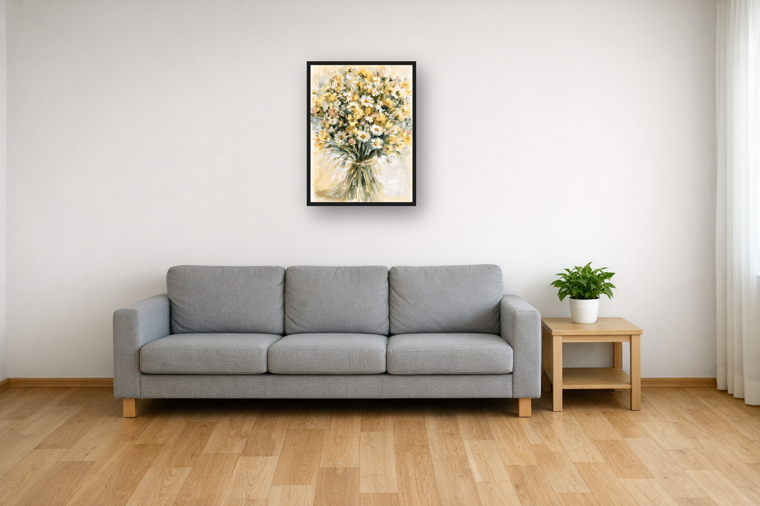 Wildflower Bouquets II framed poster in a living room