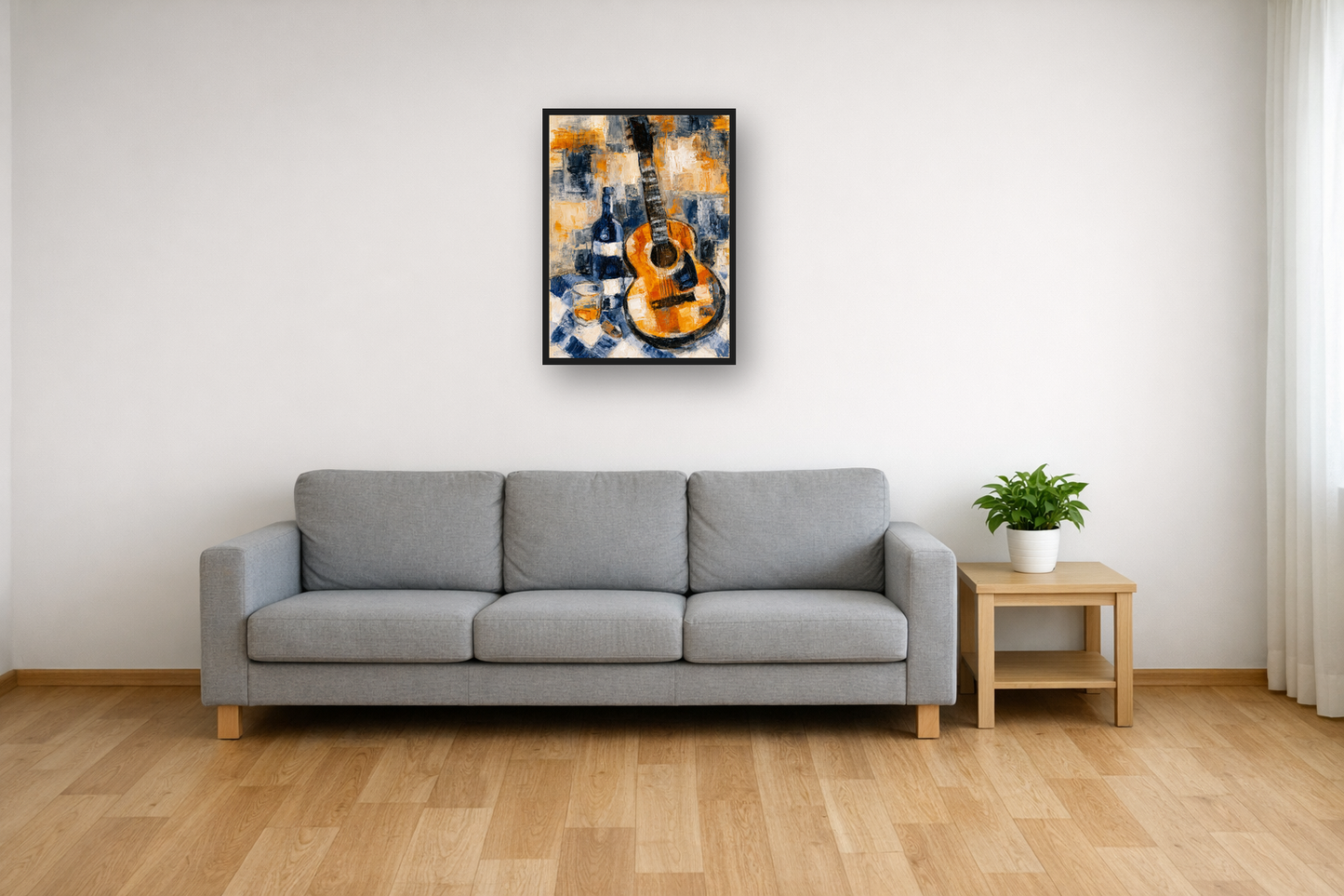 Cubist Still Life II framed poster in a living room – plakat na ścianę