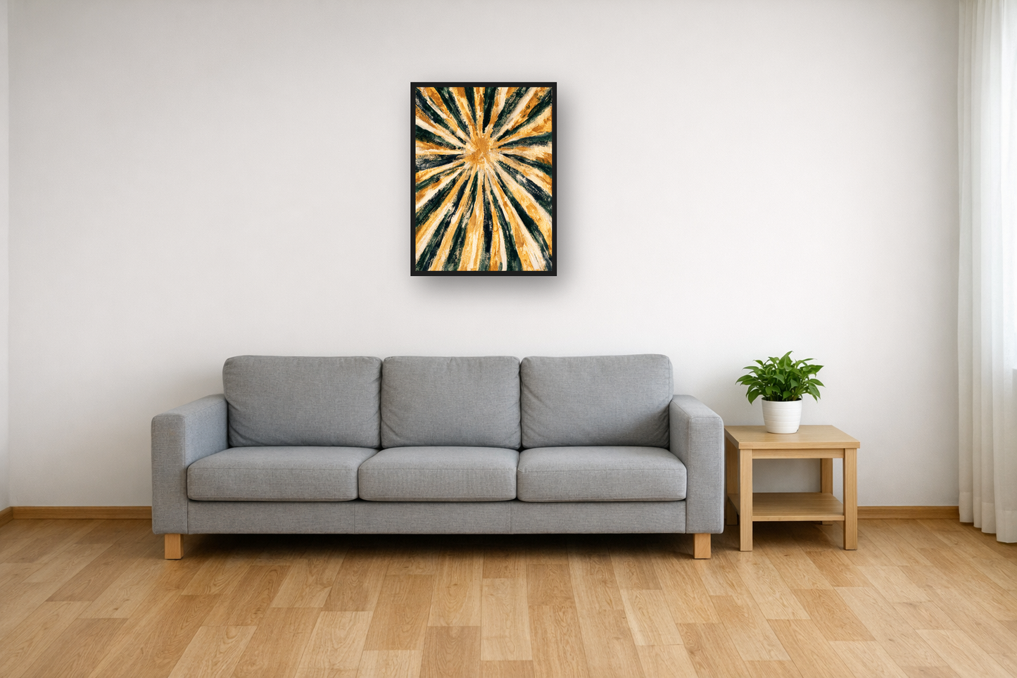 Art Deco Waves II framed poster in a living room – plakat na ścianę