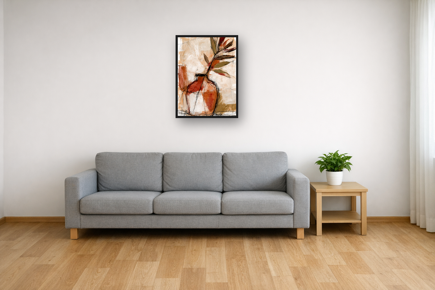 Terracotta Vessels II framed poster in a living room – plakat na ścianę
