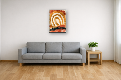 Golden Arches II framed poster in a living room