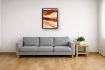 Desert Hills II framed poster in a living room