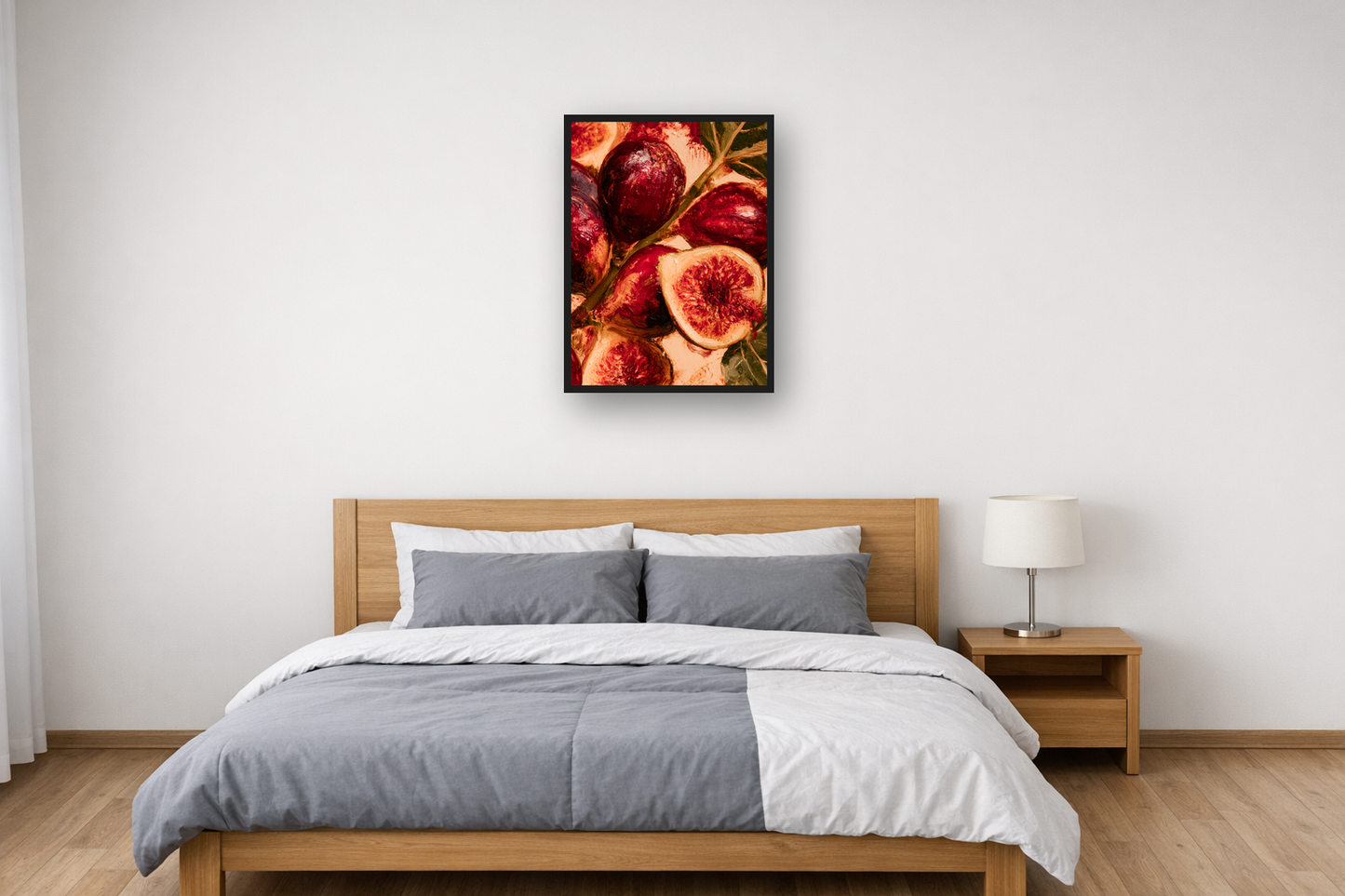 Figs and Pomegranates II framed poster in a bedroom – plakat na ścianę