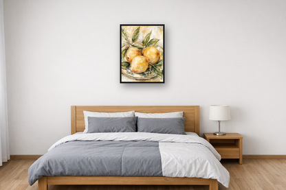 Lemon Branch II framed poster in a bedroom