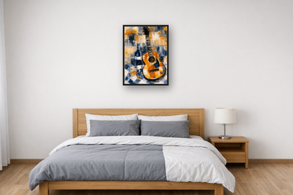 Cubist Still Life II framed poster in a bedroom