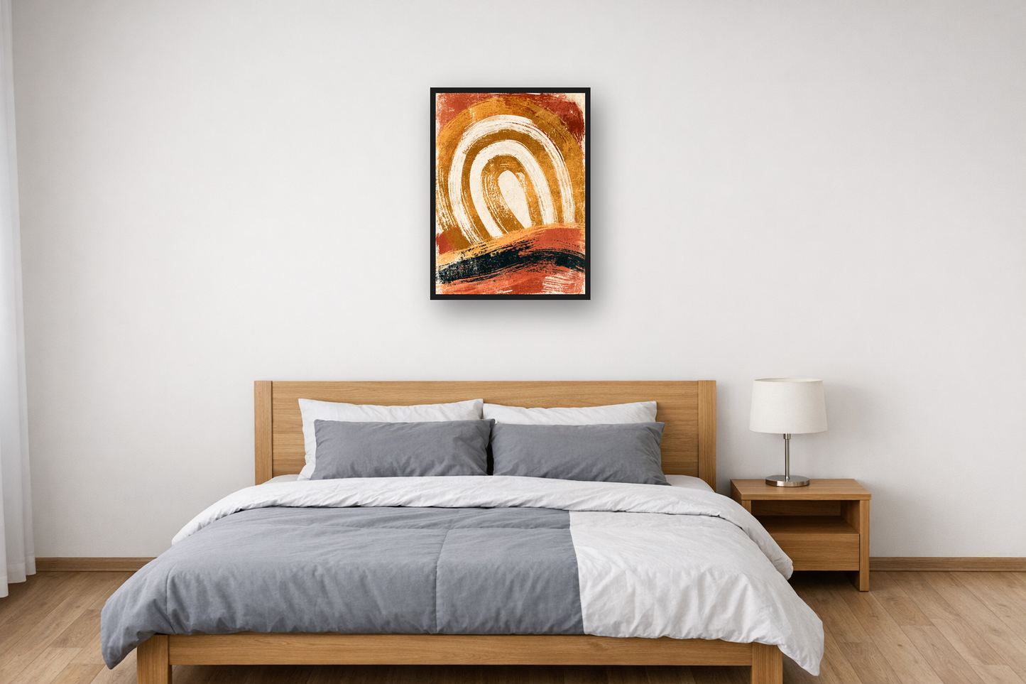 Golden Arches II framed poster in a bedroom – plakat na ścianę