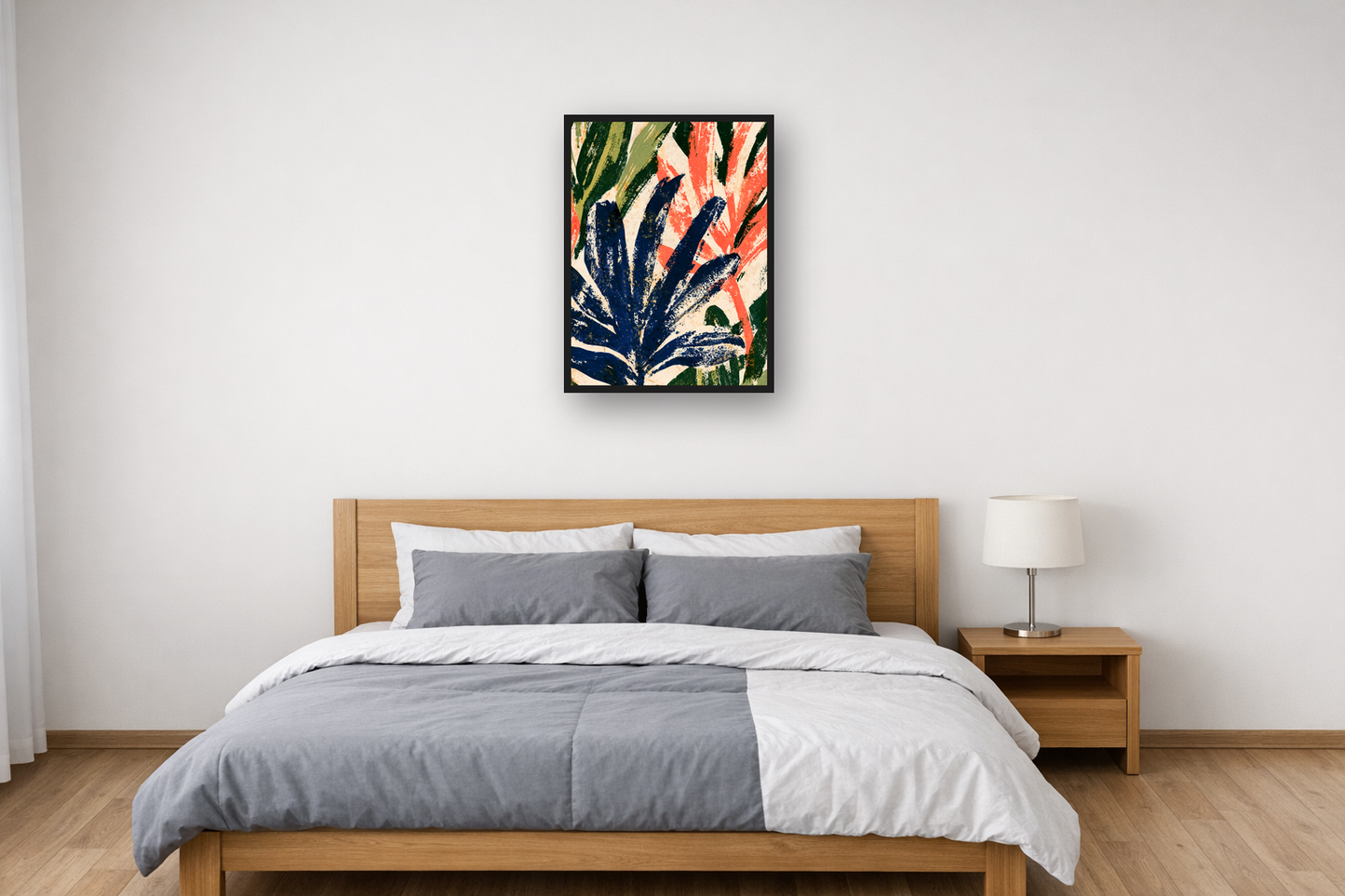 Organic Cut-Outs II framed poster in a bedroom – plakat na ścianę