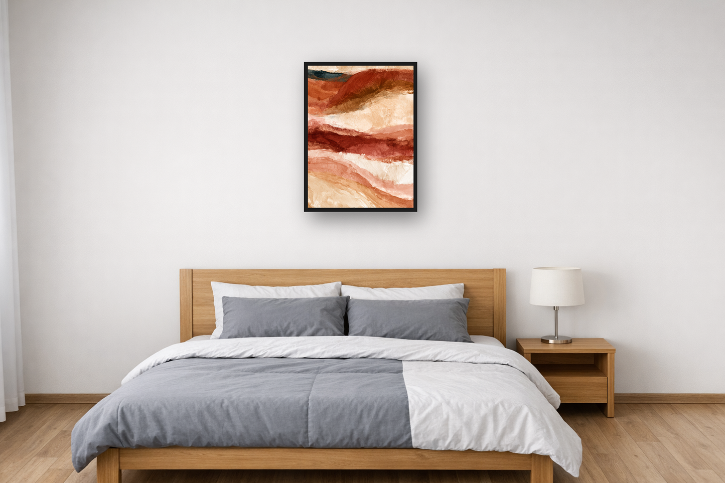 Desert Hills II framed poster in a bedroom – plakat na ścianę