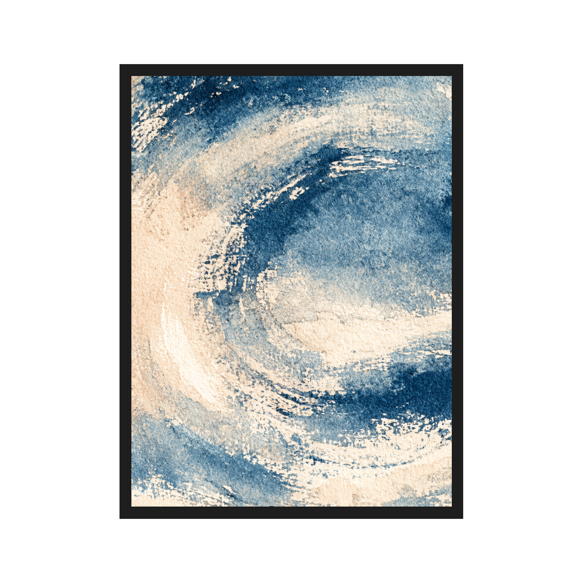 Indigo Wash III art print in a black frame