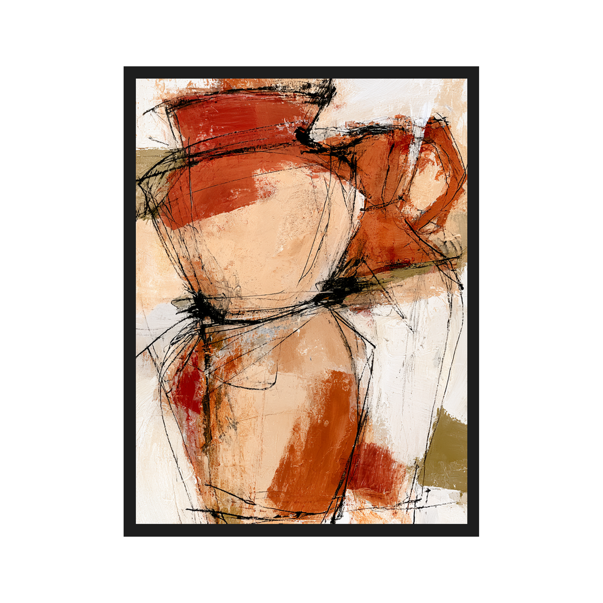 Terracotta Vessels III art print in a black frame