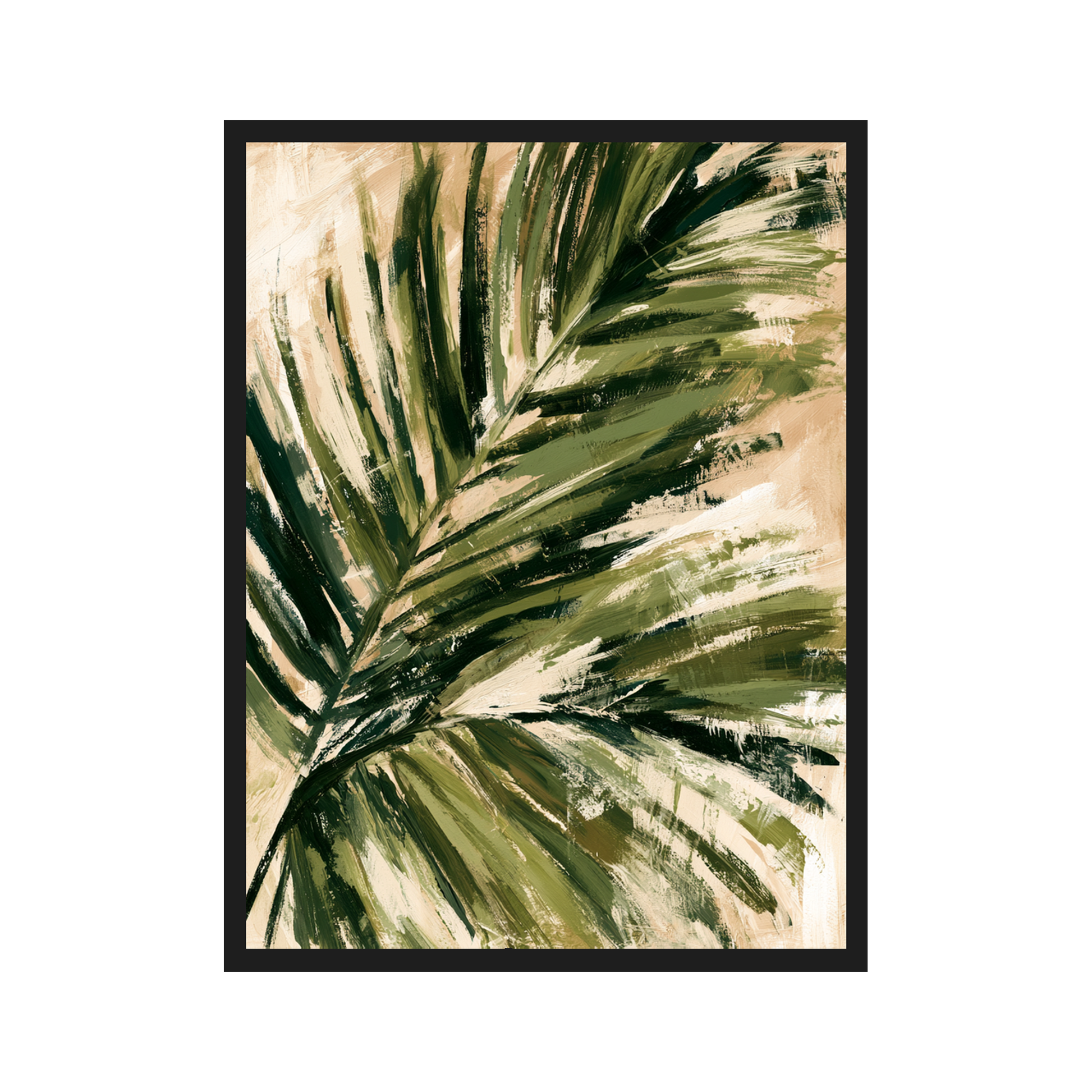 Palm Leaf III art print in a black frame