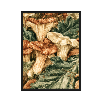 Forest Mushrooms III art print in a black frame