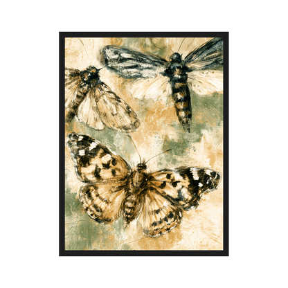 Vintage Butterflies III art print in a black frame
