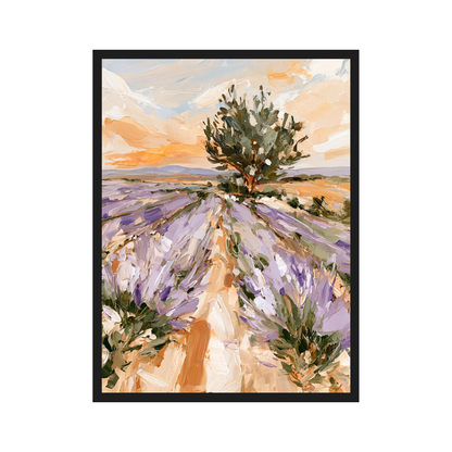 Lavender Fields III art print in a black frame