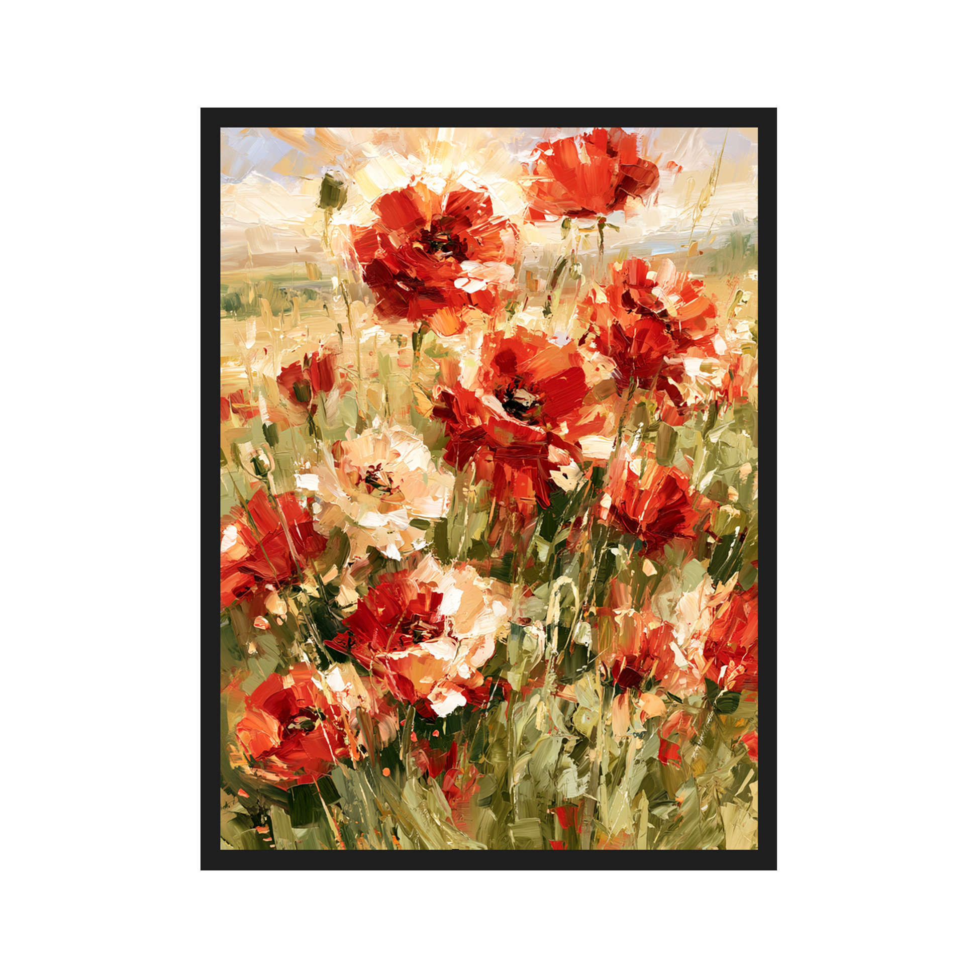 Wild Poppies III art print in a black frame