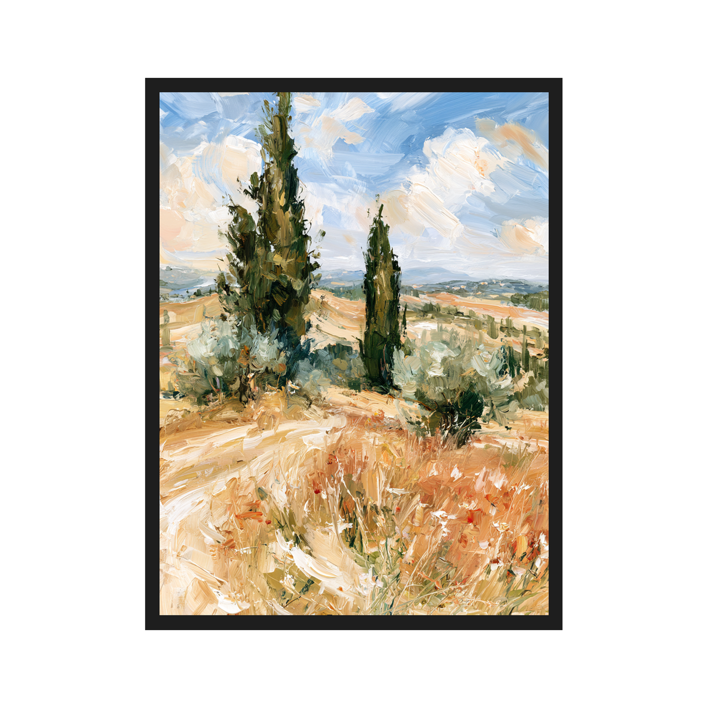 Tuscan Cypress III art print in a black frame – plakat na ścianę