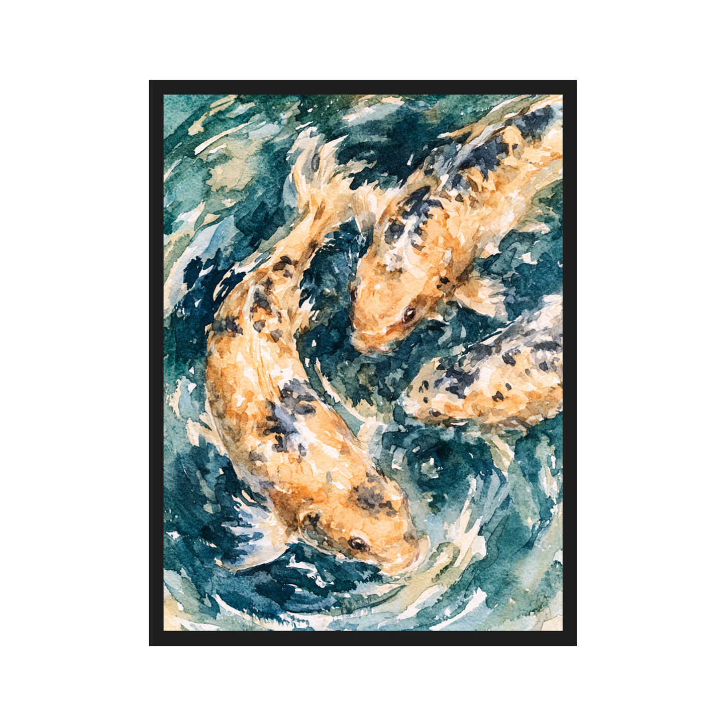 Koi Pond III art print in a black frame – plakat na ścianę