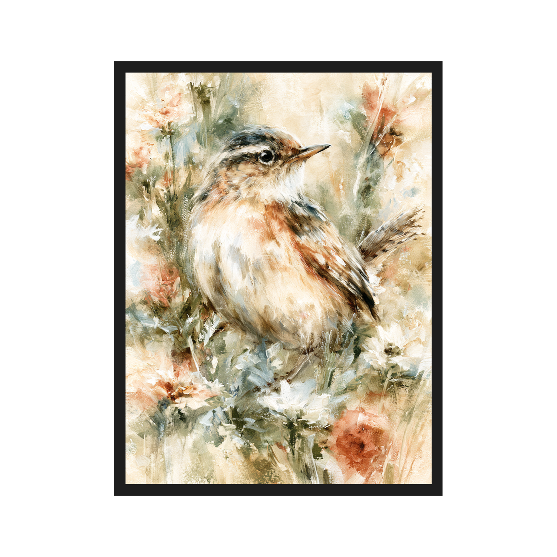Garden Birds III art print in a black frame