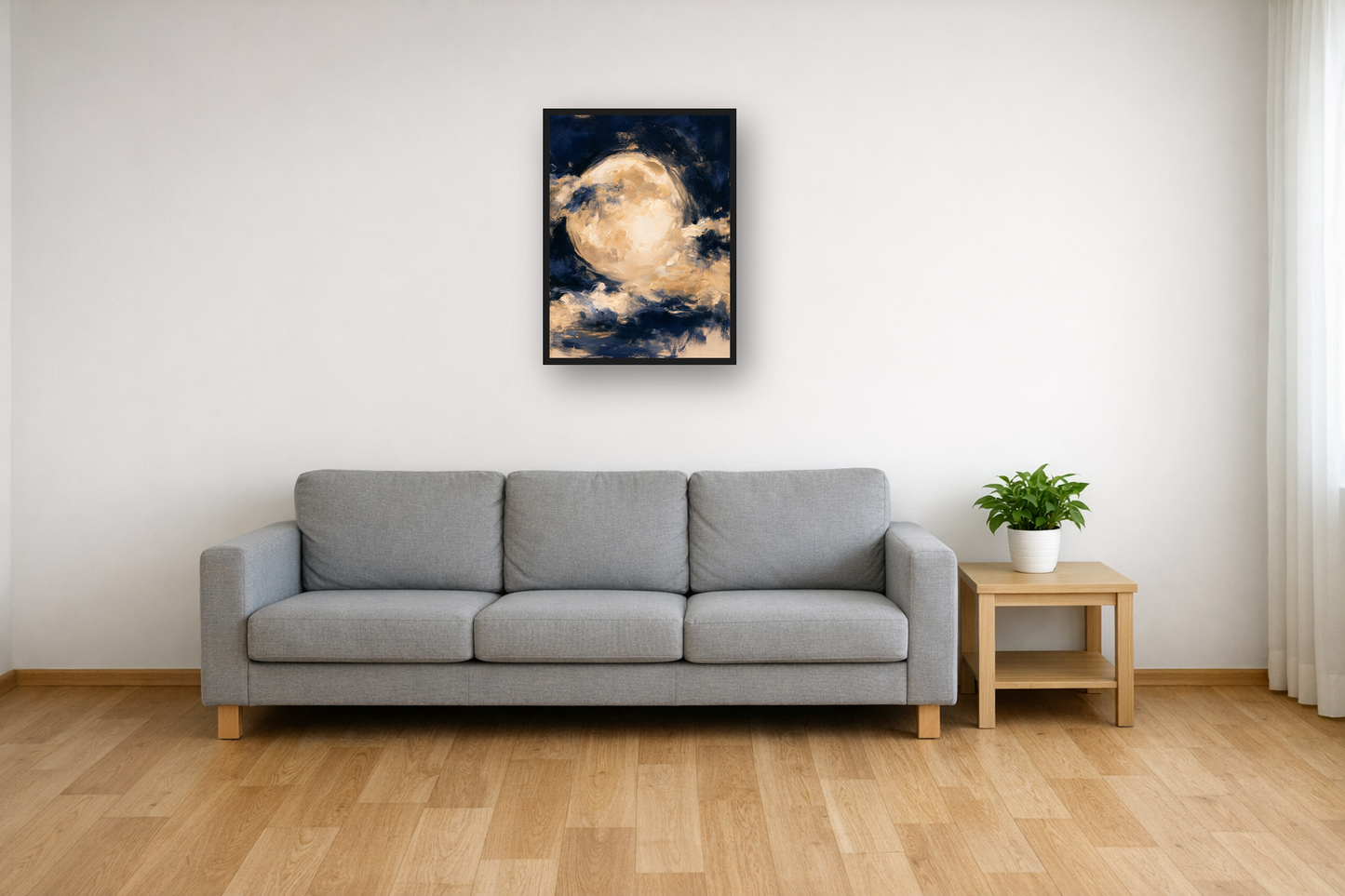 Night Sky III framed poster in a living room – plakat na ścianę